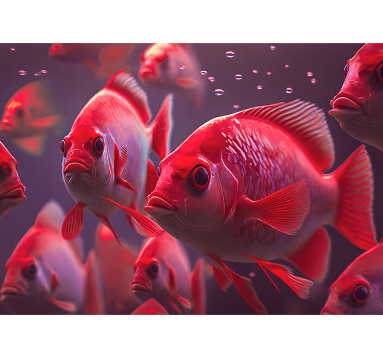 Dyr på rullegardiner rød fisketank - TenStickers
