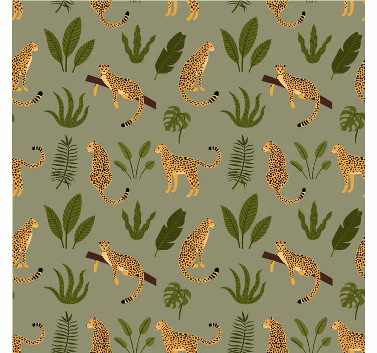 Dyr på rullegardiner leopardmønstret jungle - TenStickers
