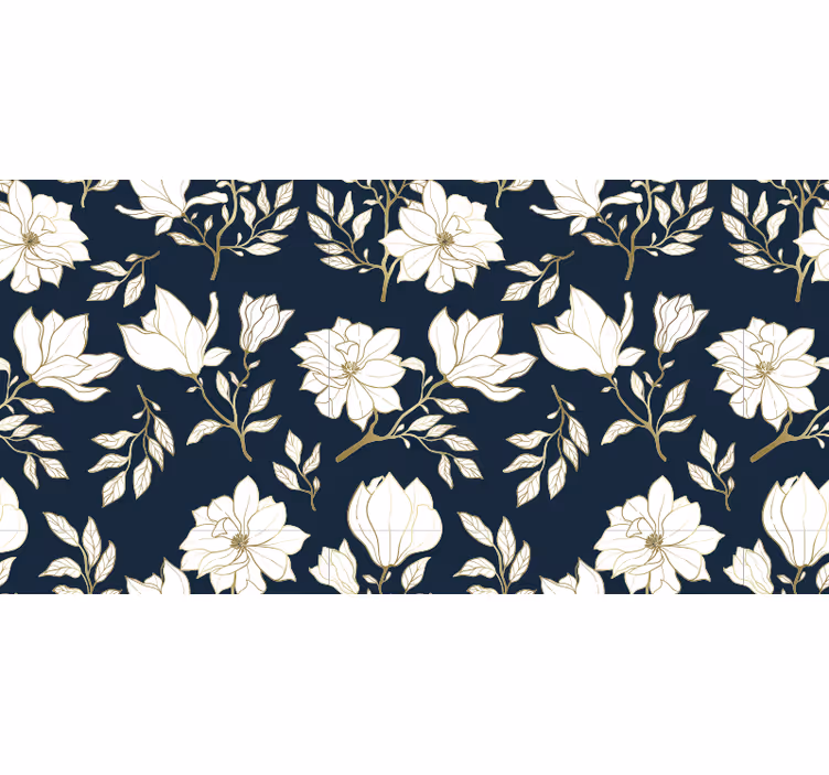 Sort rullegardin med hvidt blomster mønster - TenStickers