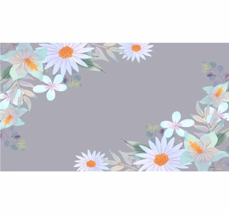 Grå rullegardin med grå og blå akvarelblomster - TenStickers
