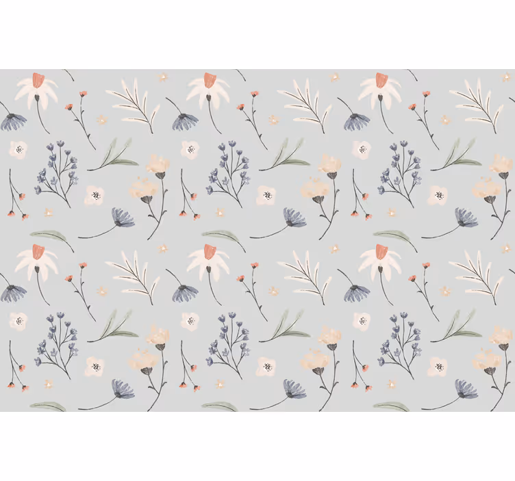 Grå rullegardin med blomsterhamptonsmønster - TenStickers