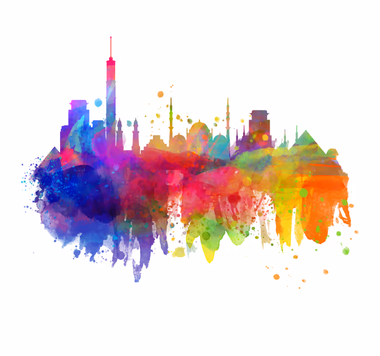 Kontor rullegardin kunstneriske skyskrabere - TenStickers