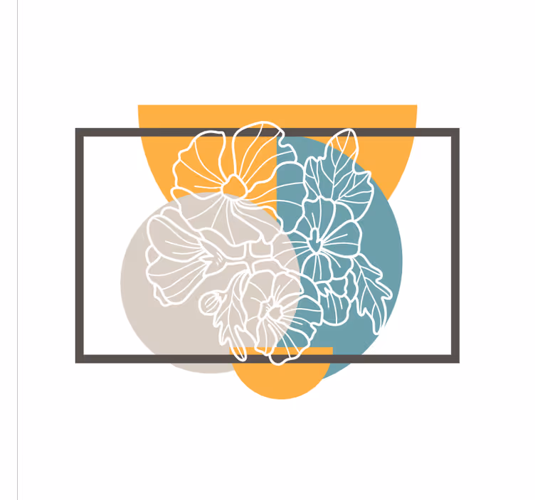 Kontor rullegardin sød minimalistisk rektangel og blomster - TenStickers