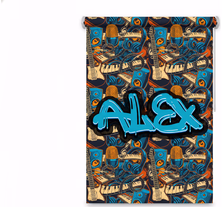 Rullegardin teenager med musik graffiti design - TenStickers