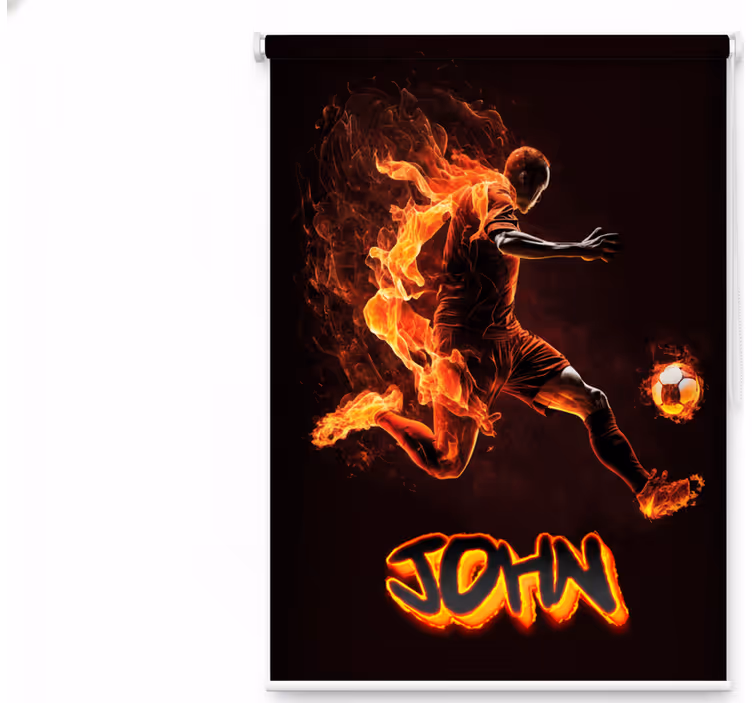Rullegardin teenager fodboldspiller i flammer - TenStickers
