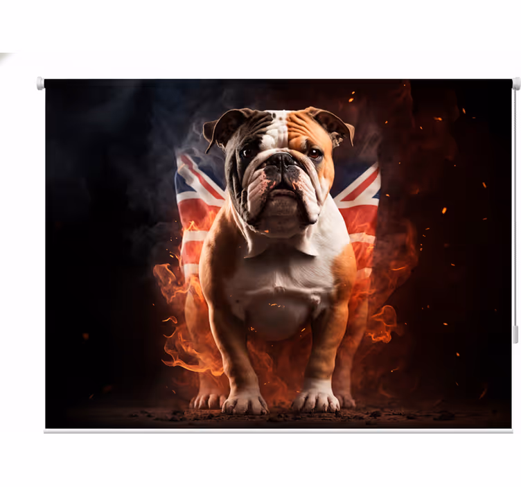 Rullegardin teenager britisk bulldog i flammer - TenStickers