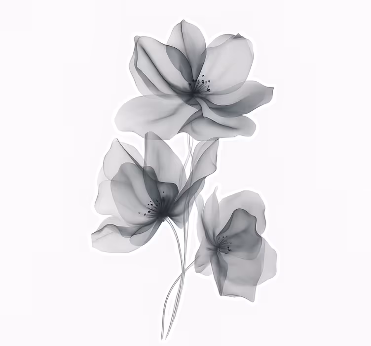 Rullegardiner med blomster i grå gennemsigtige nuancer - TenStickers
