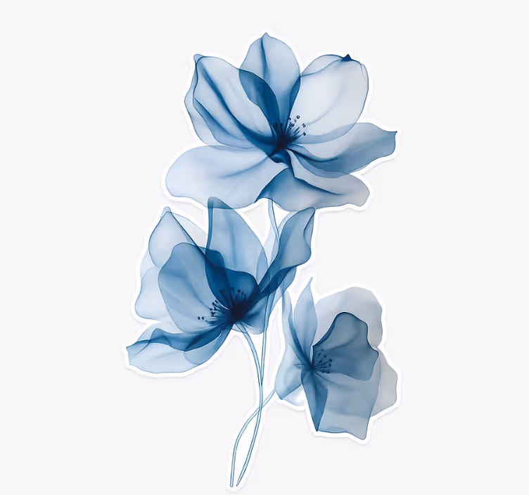 Rullegardiner med blomster i blå transparent blomster - TenStickers