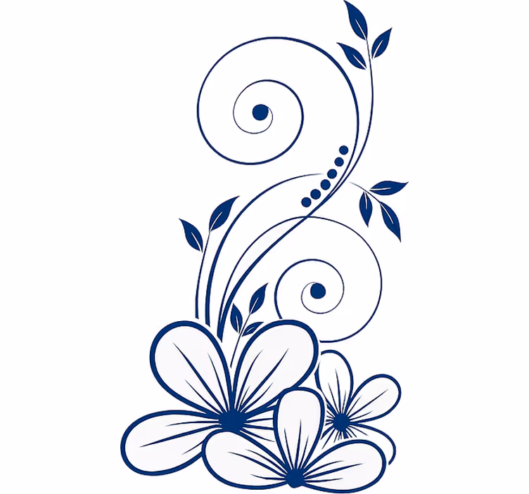 Rullegardiner med blomster i blå svung - TenStickers