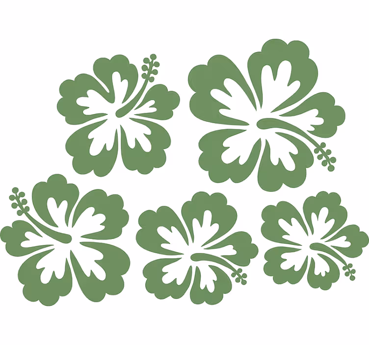 Rullegardiner med blomster i salviegrøn hibiscus silhuet - TenStickers