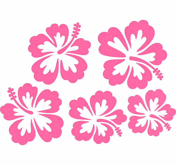 Rullegardiner med blomster i pink hibiscus silhuet - TenStickers