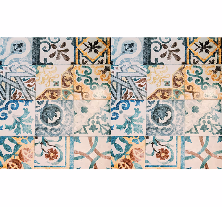 Rustikke rullegardiner med retro mosaikmønster - TenStickers