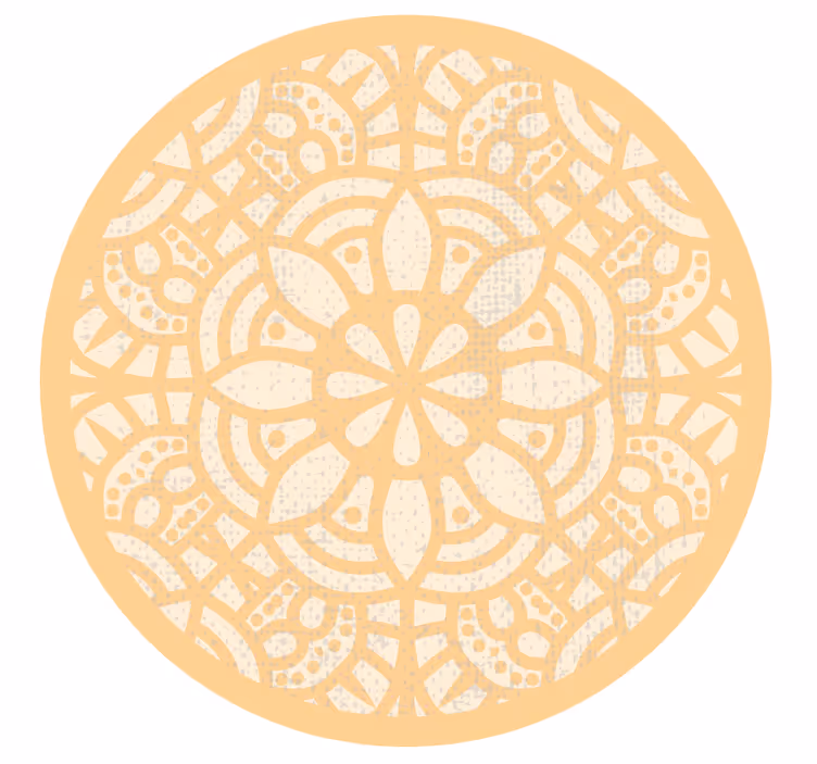 Brun rullegardin og beige cirkel vinyl tæppe - TenStickers