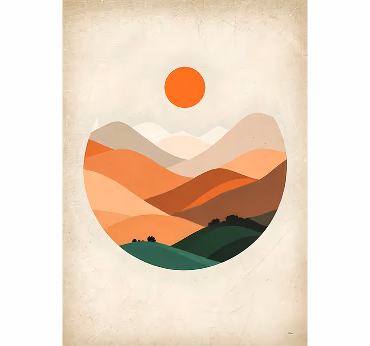 Orange rullegardiner sol over bjergene - TenStickers