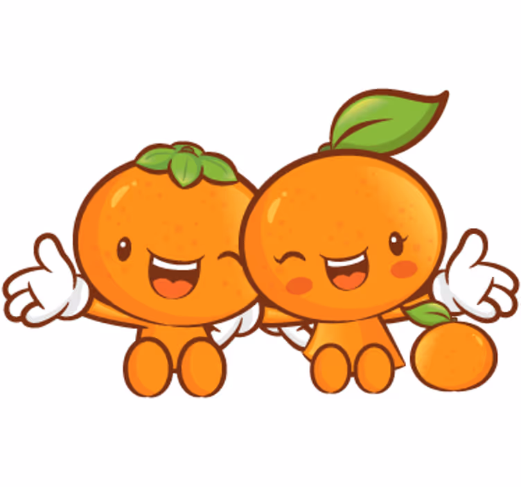 Orange rullegardiner med dekorative mandariner - TenStickers