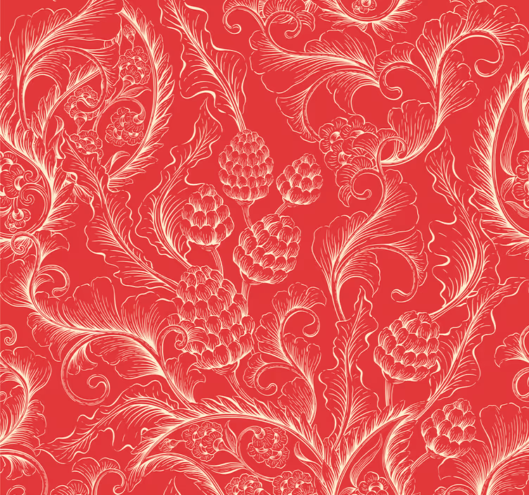 Rullegardin rød paisley illustration - TenStickers