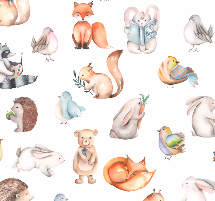 Rullegardiner til baby værelse sød skov tapet - TenStickers