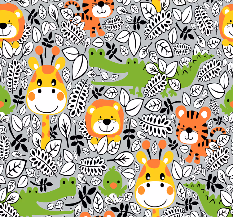 Rullegardiner til baby værelse i jungle venner grå - TenStickers