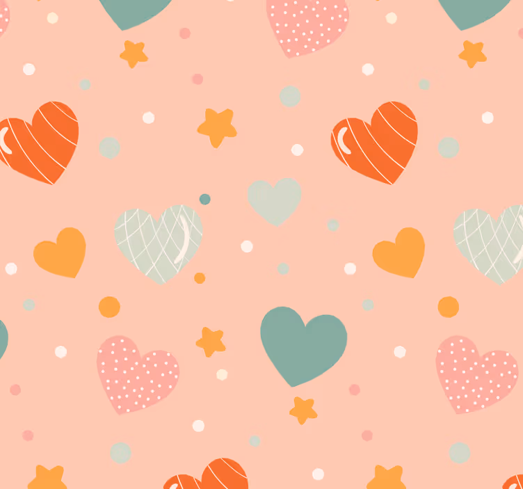 Rullegardiner til baby værelse med hjerter og stjerner - TenStickers