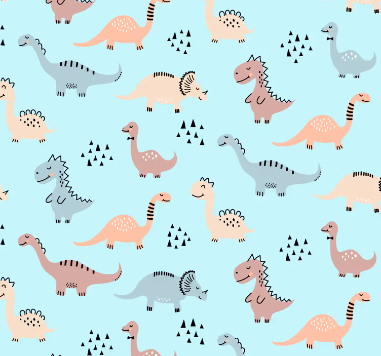 Rullegardiner til baby værelse med blå baggrund og dinoer - TenStickers