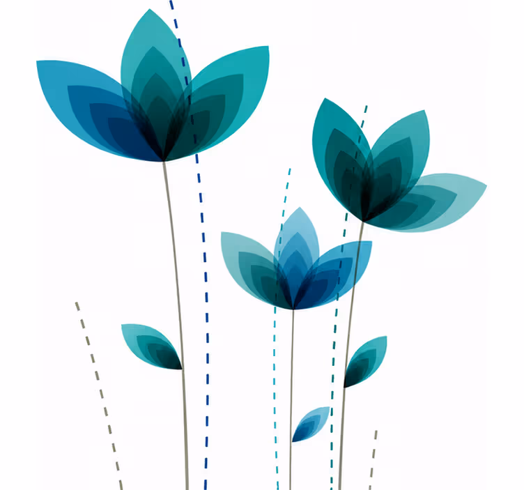 Turkis rullegardiner med blomstertriple - TenStickers