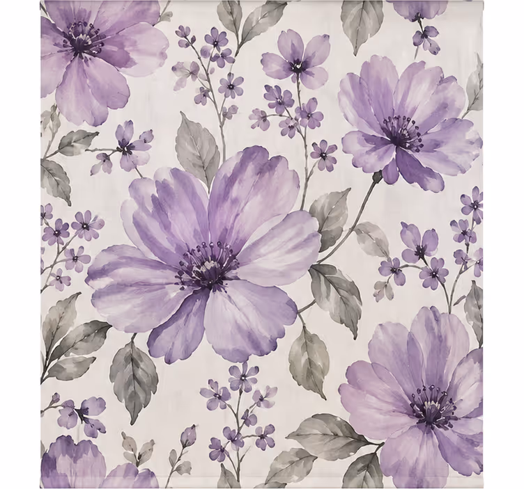 Lilla rullegardin med smukke blomster - TenStickers
