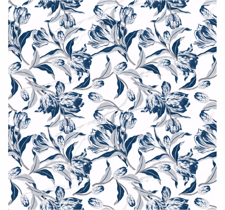 Blå rullegardin med vintage blomster mønster - TenStickers
