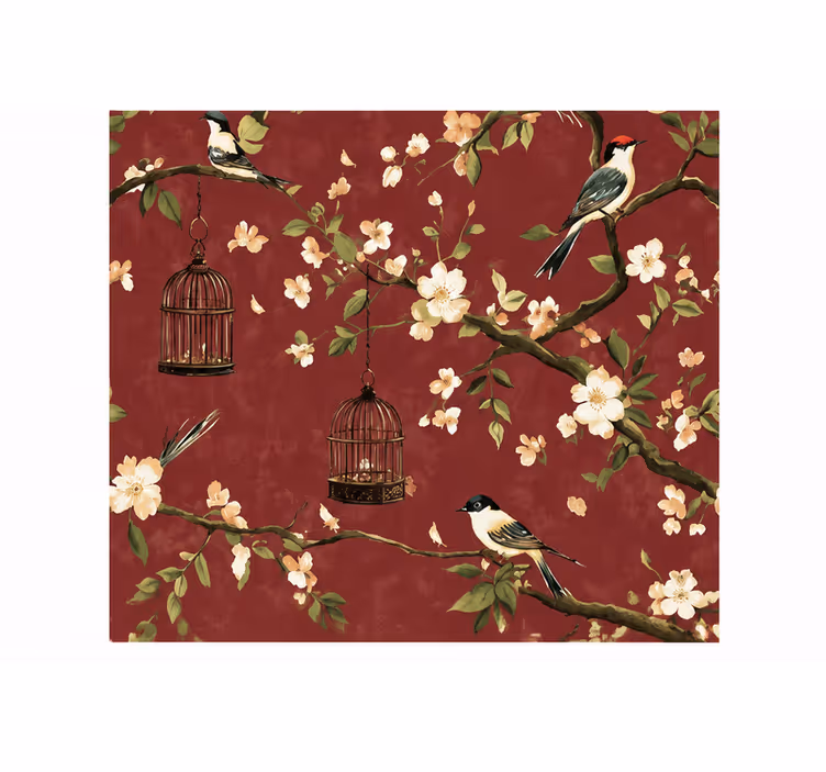 Rullegardin rød bourgogne chinois mønster - TenStickers