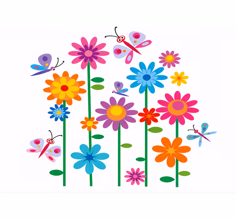 Mørklægningsgardiner børn blomster glade - TenStickers