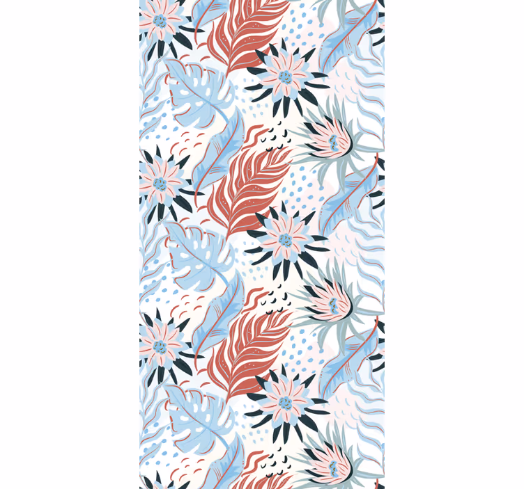 Tropisk løvmønster rullegardiner med blomster - TenStickers