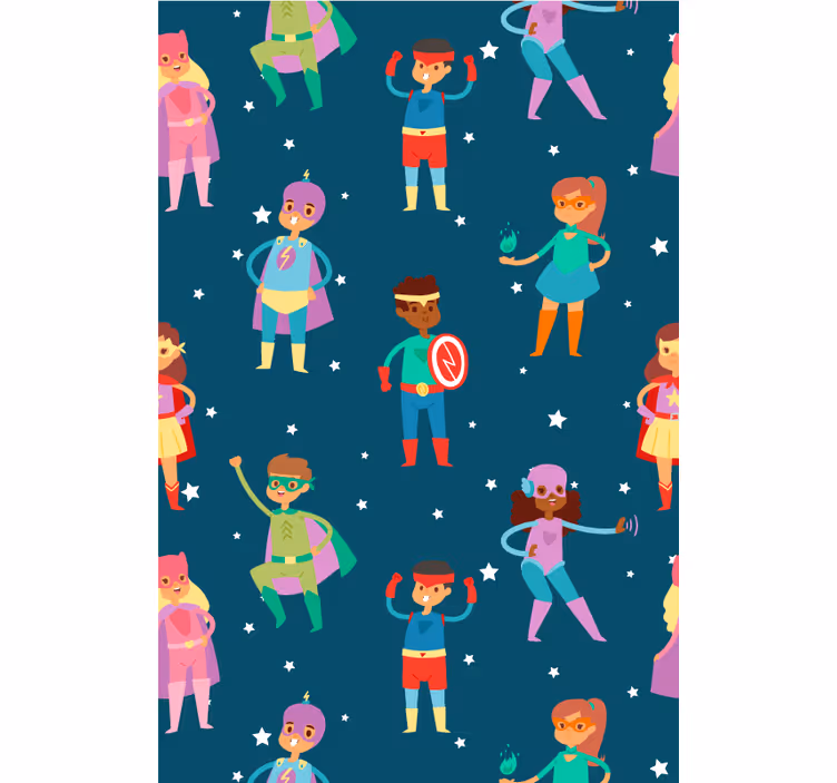 Superkids mønster superhelt rullgardin - TenStickers