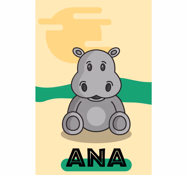 Baby flodhest brugerdefineret trykt rullegardin - TenStickers