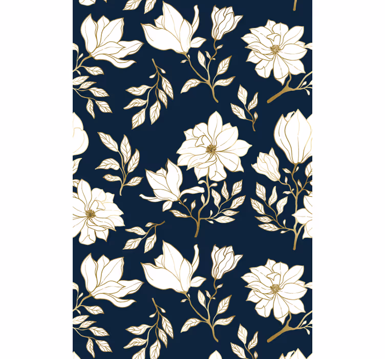 Hvide blomster original rullegardin - TenStickers