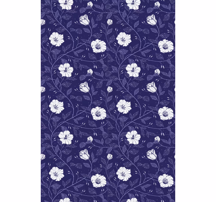 Blå baggrund med blomster rullegardin - TenStickers