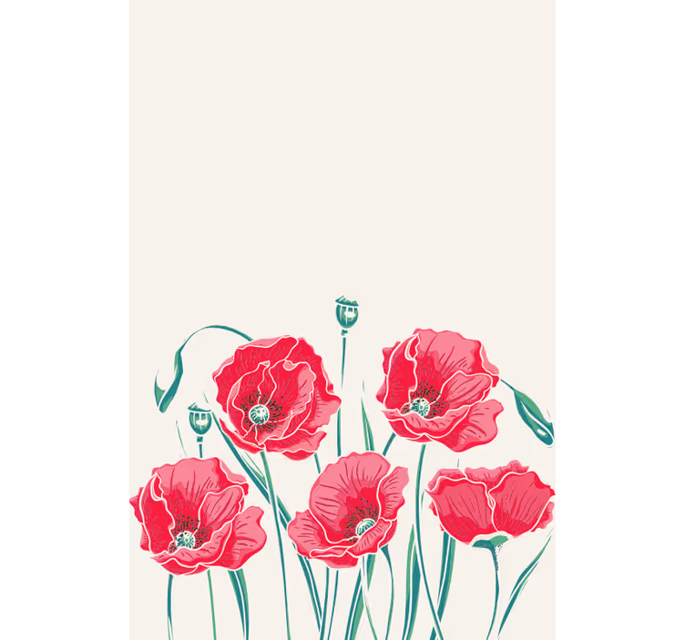 Røde valmuer køkkenblomster - TenStickers