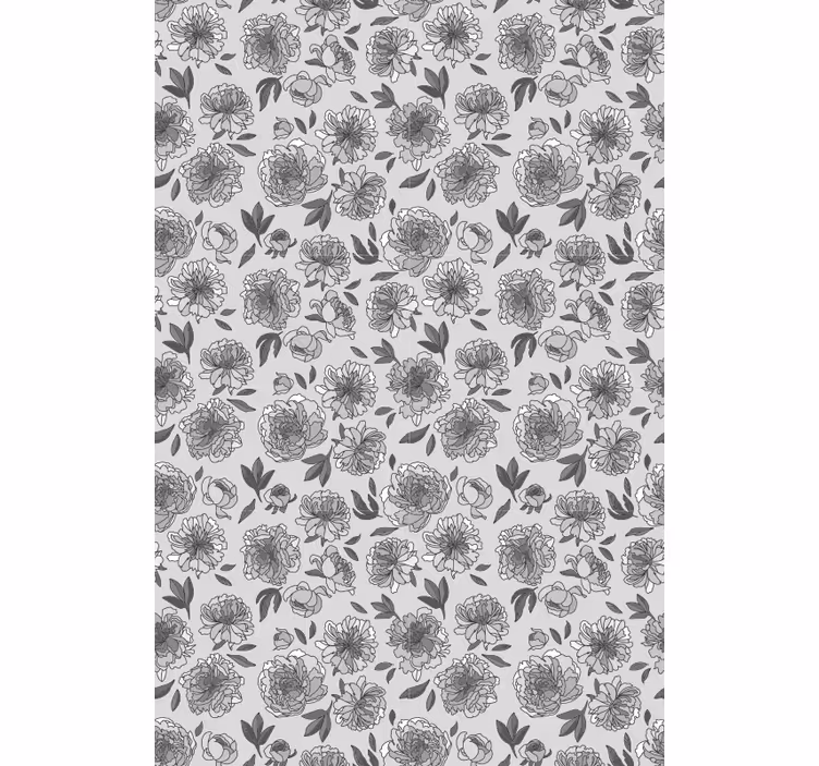 Monokrom pæon mønster rullegardiner med blomster - TenStickers