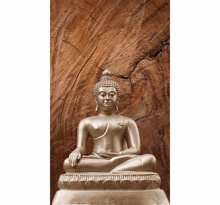Træ buddha zen brun Rullegardin - TenStickers