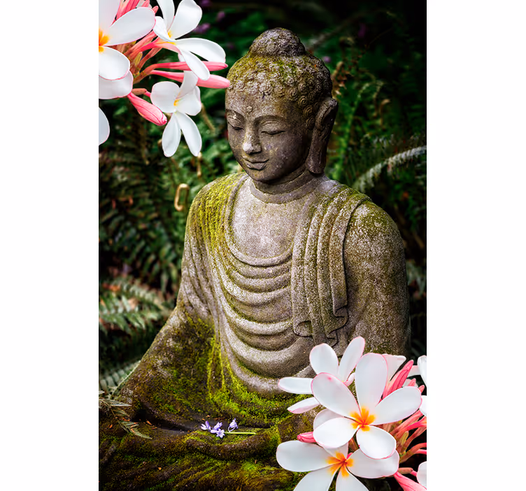 Blomstergrøn buddha zen Rullegardin - TenStickers