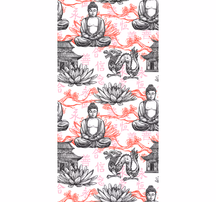 Ornamental buddha zen Rullegardin - TenStickers