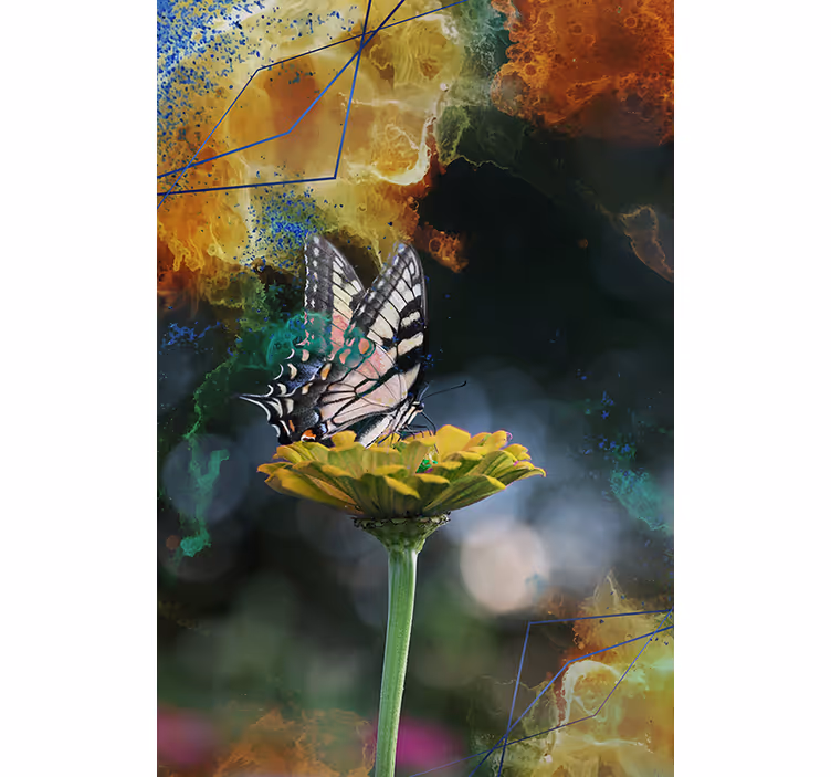 Sommerfugl blomstersammensætning sommerfugl rullegardin - TenStickers