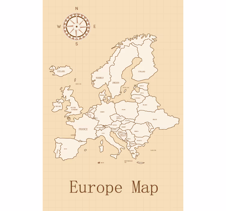 Vintage europa verdenskort rullegardin - TenStickers
