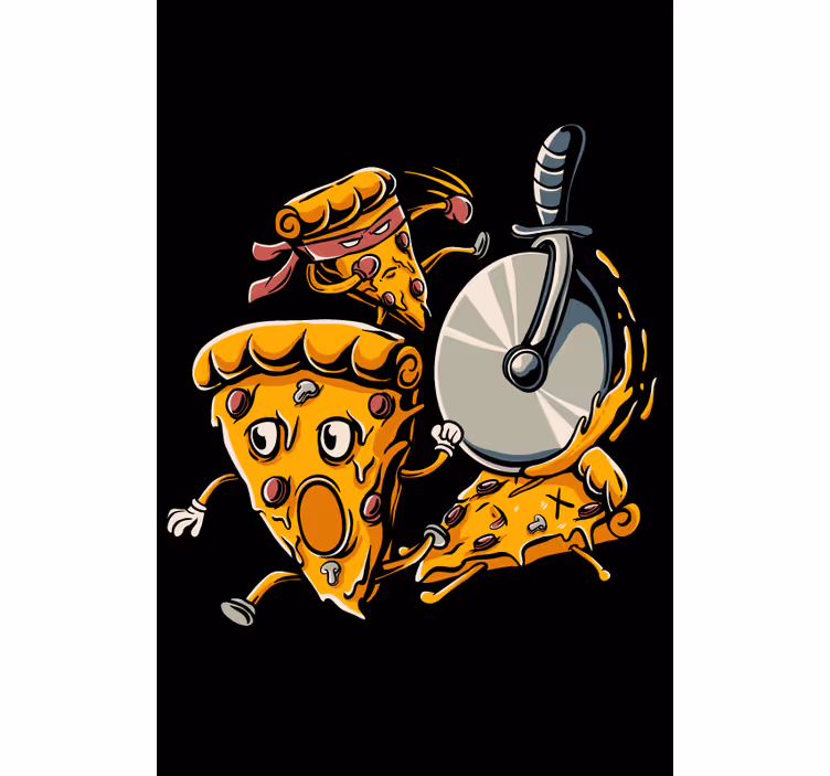 Animerede pizza skiver sjove rullegardiner - TenStickers