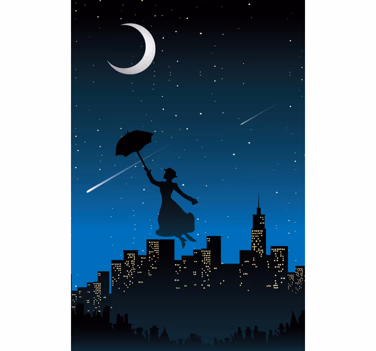 Mary poppins flyver rullegardin - TenStickers