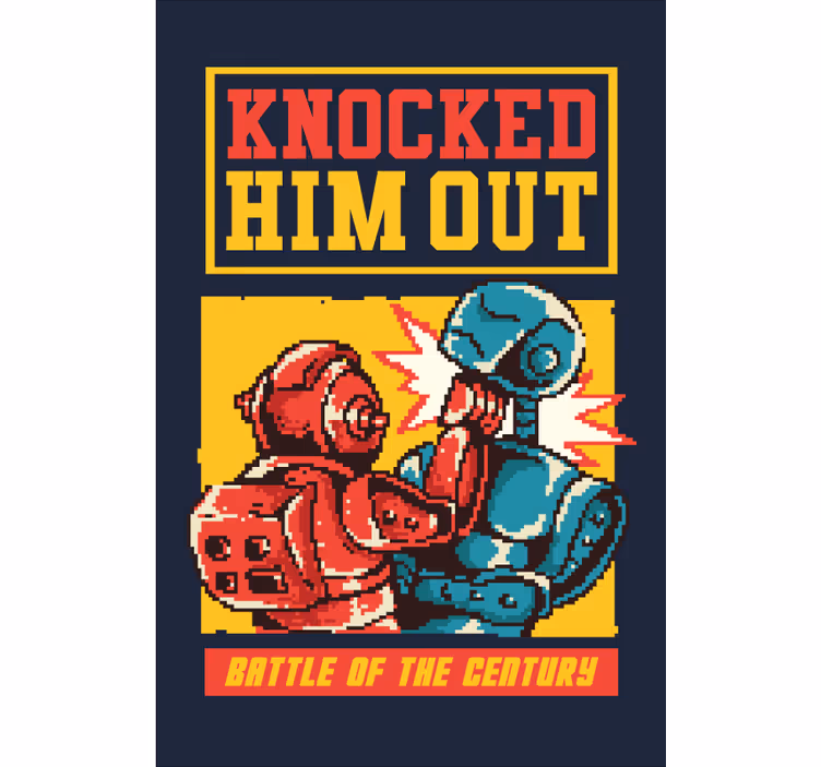 Robot boksekamp nørdede rullegardiner - TenStickers