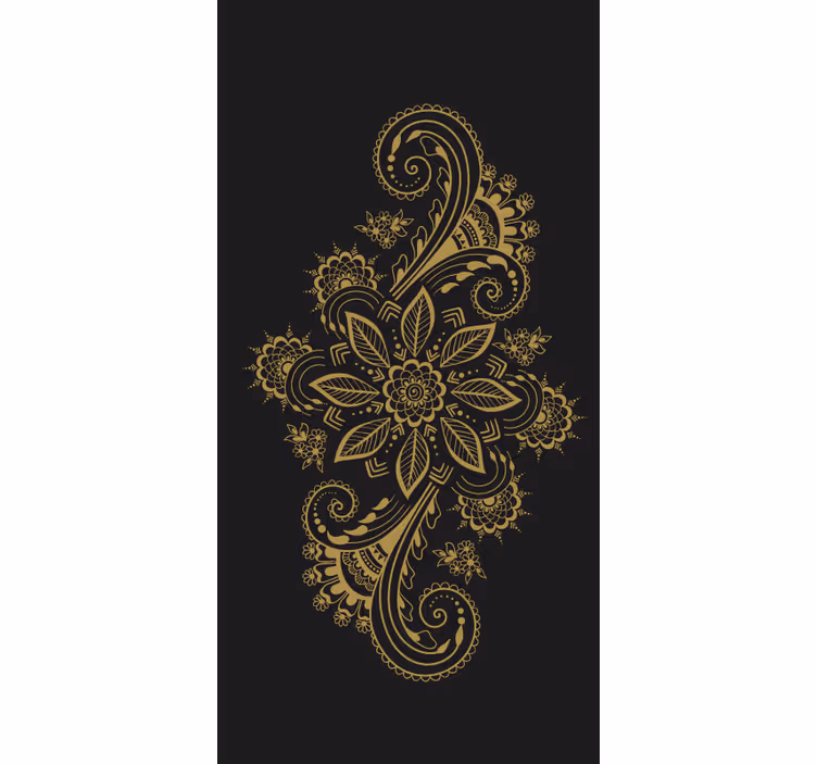 Indviklede gyldne blomster rullegardiner med blomster - TenStickers