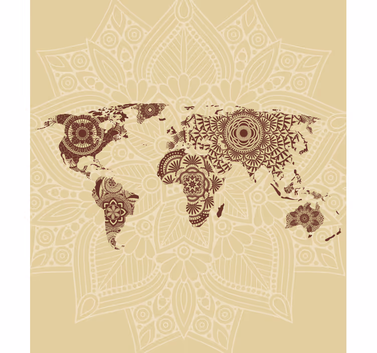 Mandala verdenstapet rullegardiner med verdenskort - TenStickers