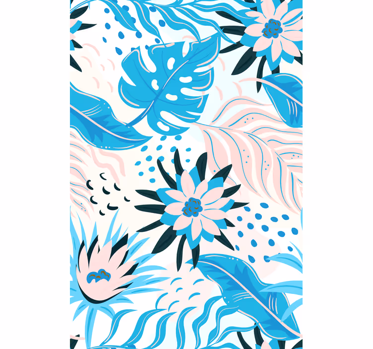 Botanisk mønster design Blomster og planter på rullegardin - TenStickers