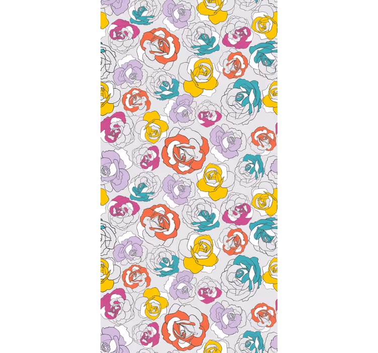 Blomstertegninger og levende farver rullegardin - TenStickers