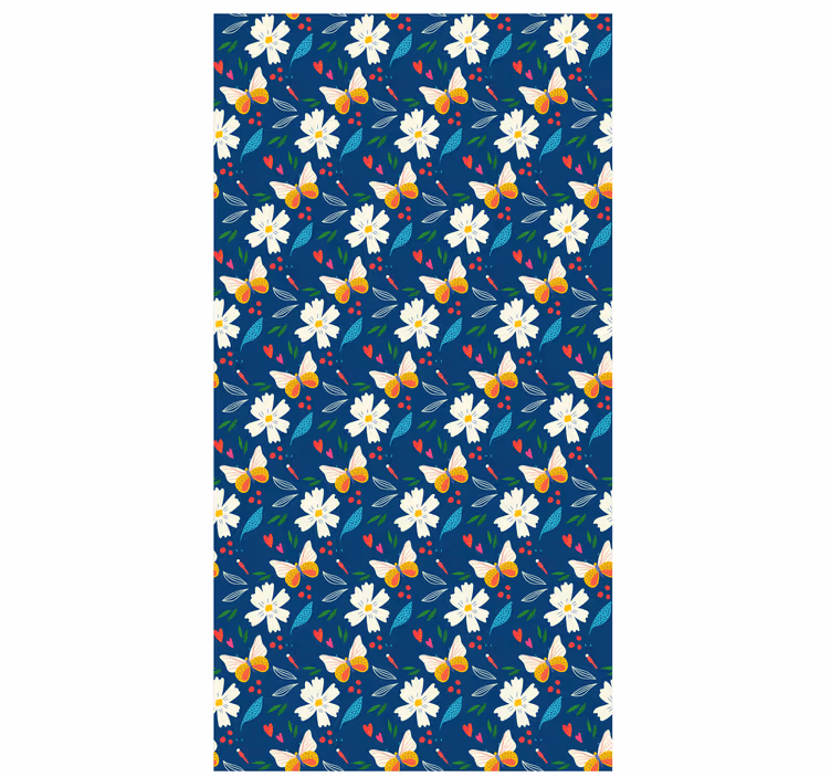 Blomster med sommerfugle børne rullegardin - TenStickers