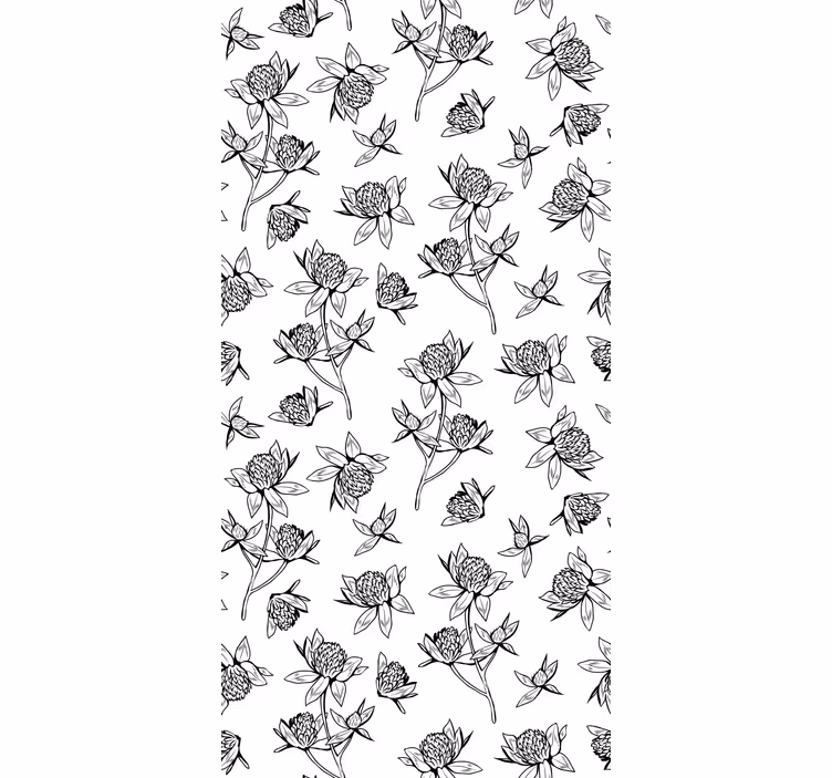 Botanisk motivskabelse Blomster og planter på rullegardin - TenStickers